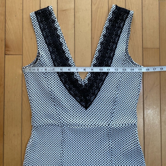 French Connection | Black & White Dress - Deep V and Peplum Bottom | Size 4 - Picture 9 of 10